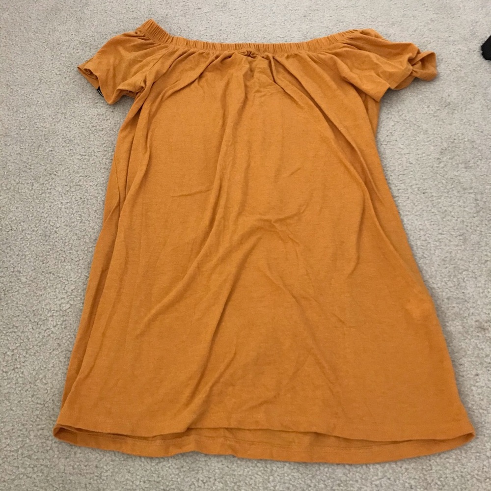 Mustard off the shoulder dress